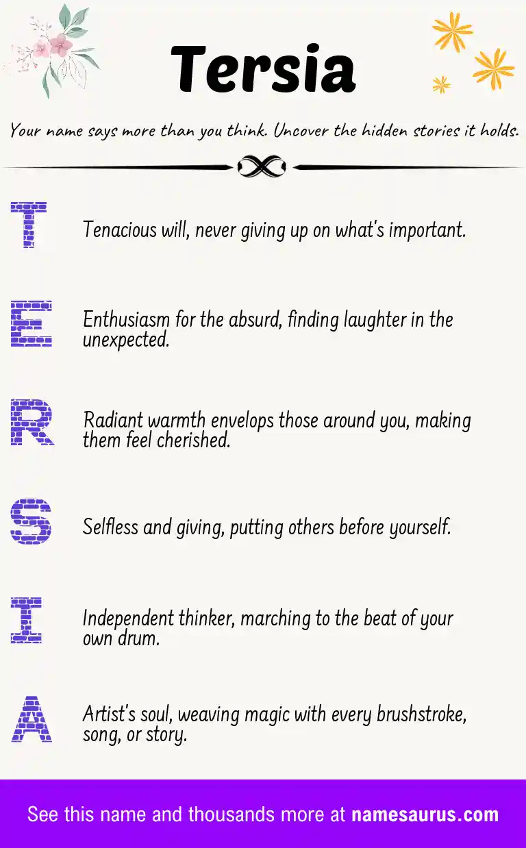 Acrostic poem about Tersia.