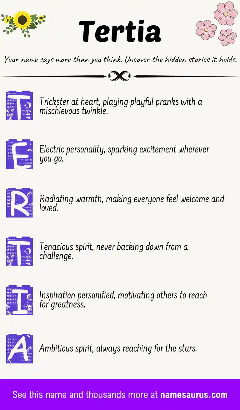 Acrostic poem about Tertia.