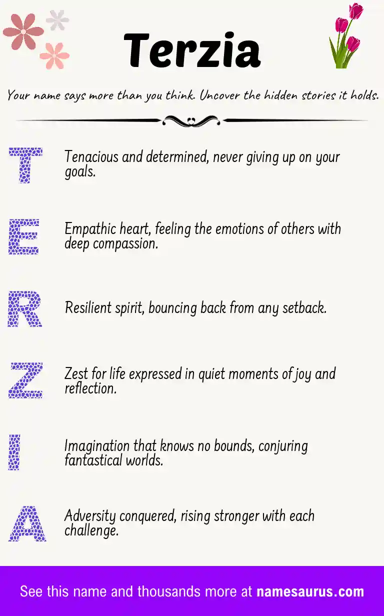 Acrostic poem about Terzia.