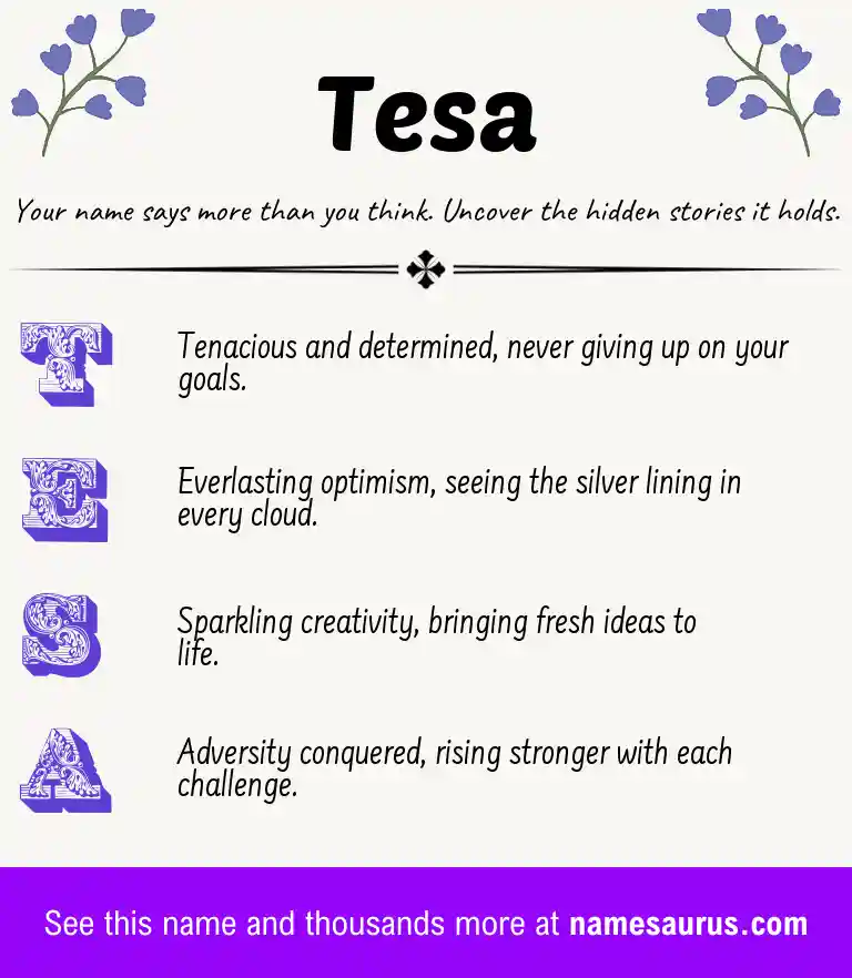 Acrostic poem about Tesa.