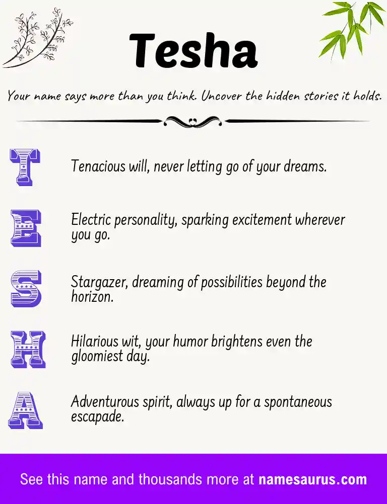 Acrostic poem about Tesha.