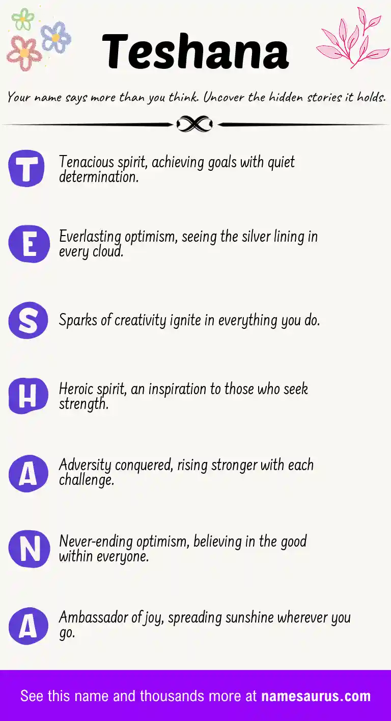 Acrostic poem about Teshana.