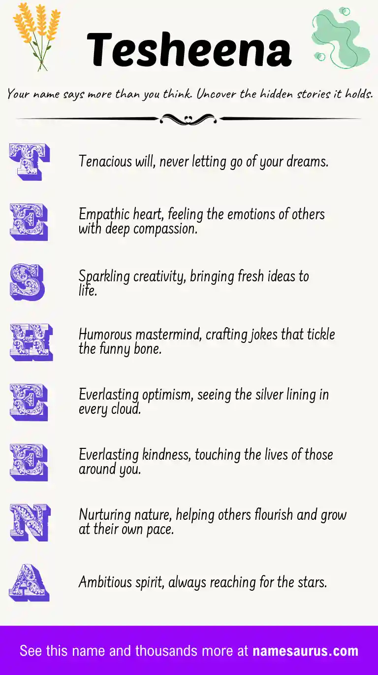 Acrostic poem about Tesheena.