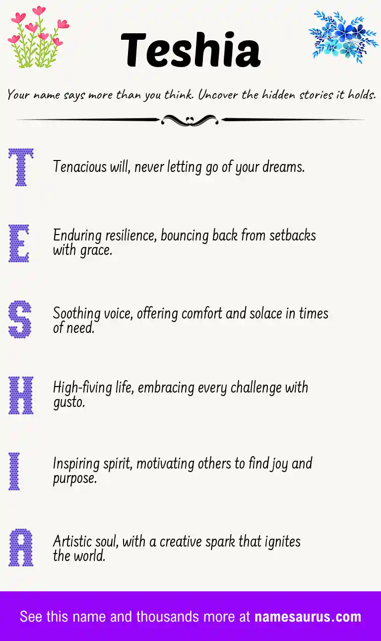 Acrostic poem about Teshia.