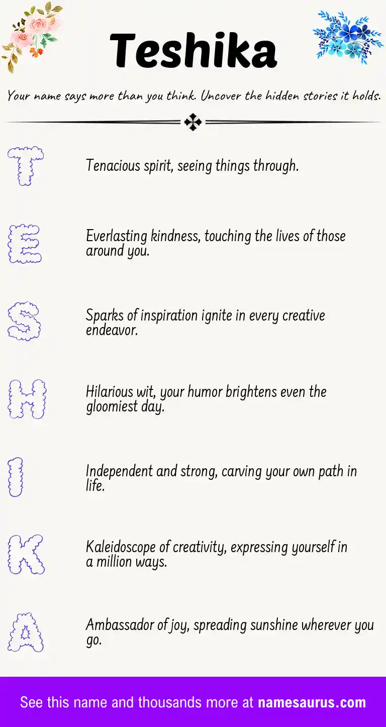 Acrostic poem about Teshika.