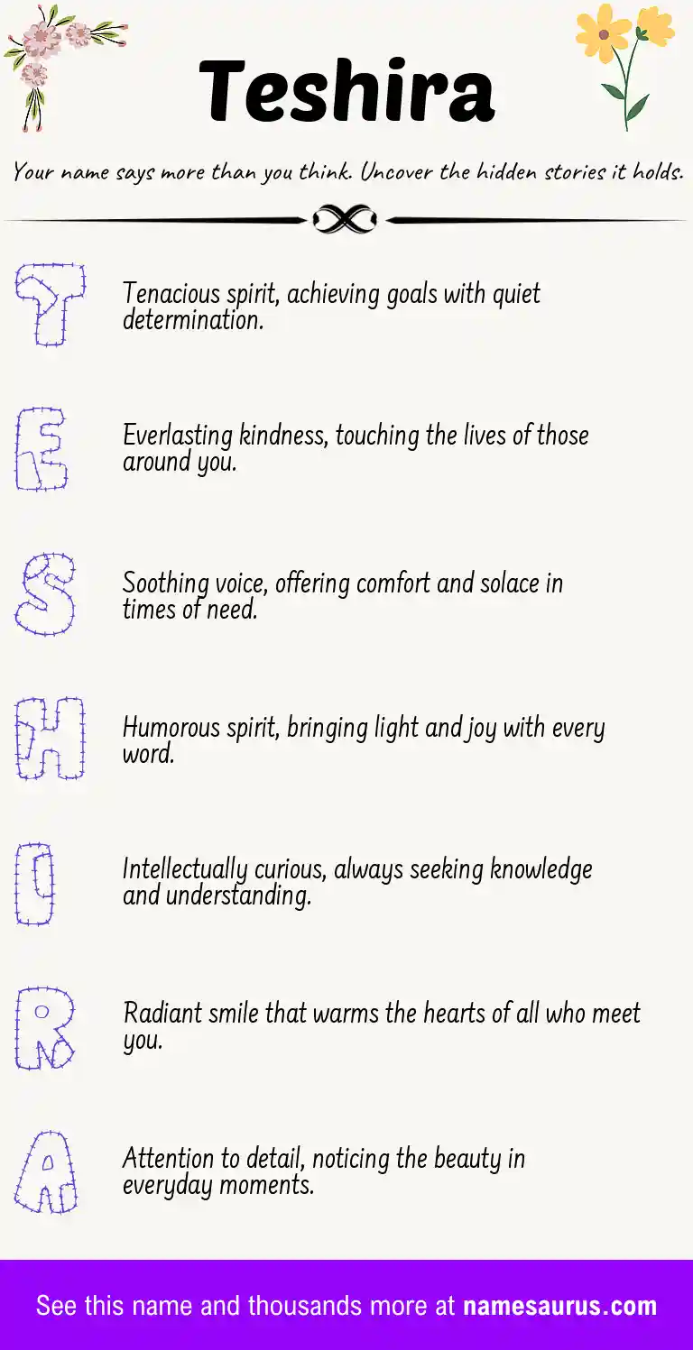 Acrostic poem about Teshira.