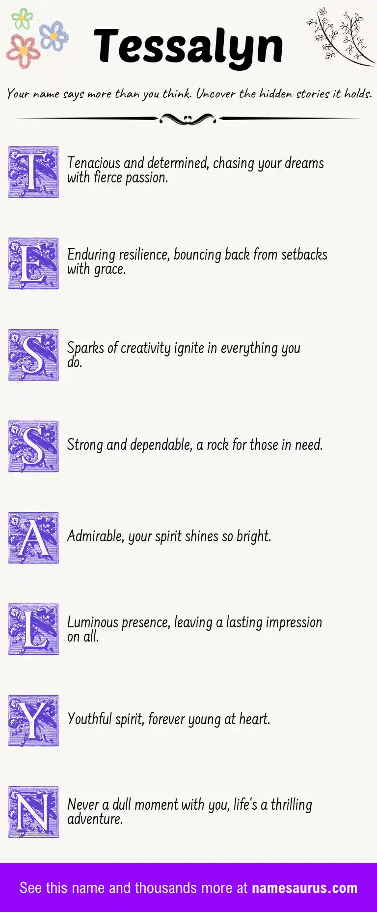 Acrostic poem about Tessalyn.