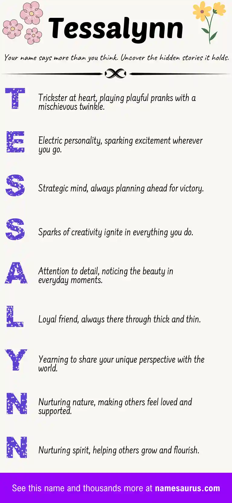 Acrostic poem about Tessalynn.
