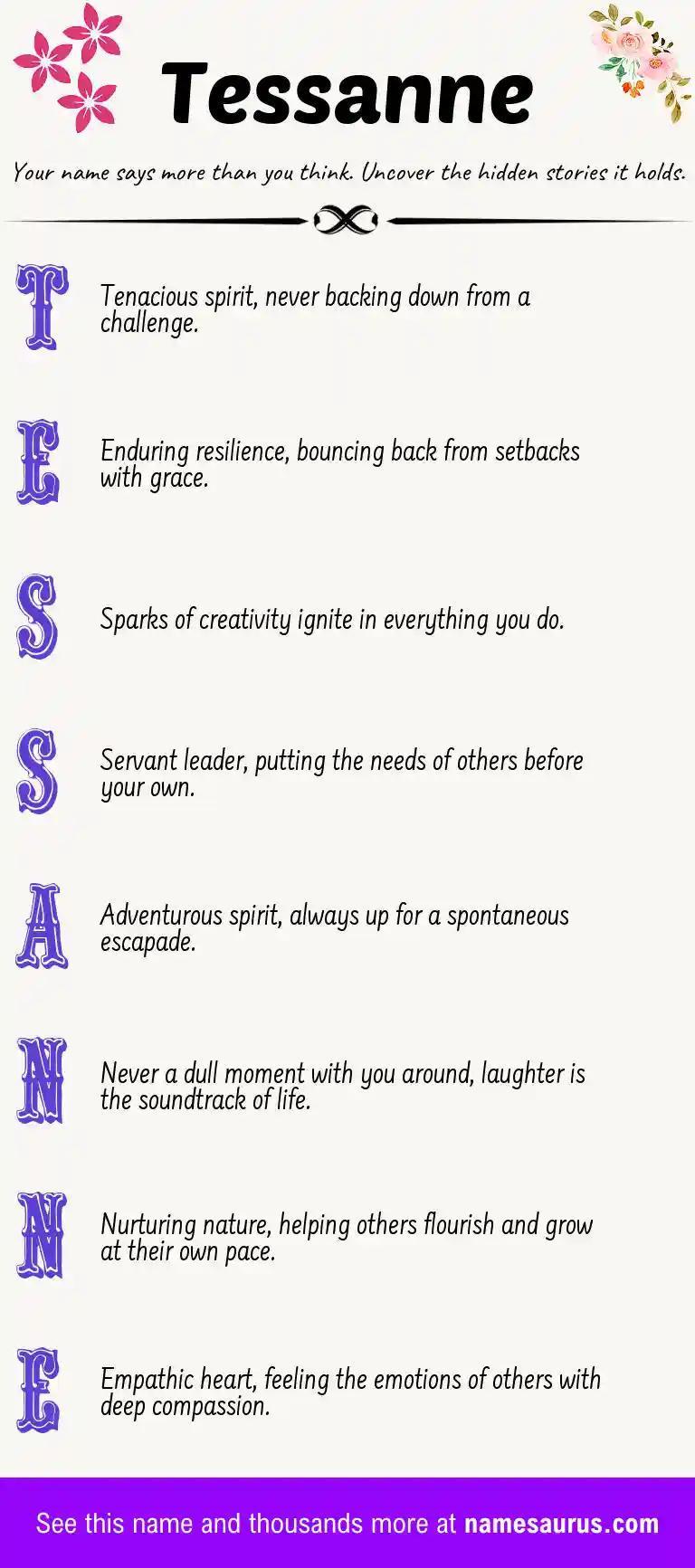 Acrostic poem about Tessanne.