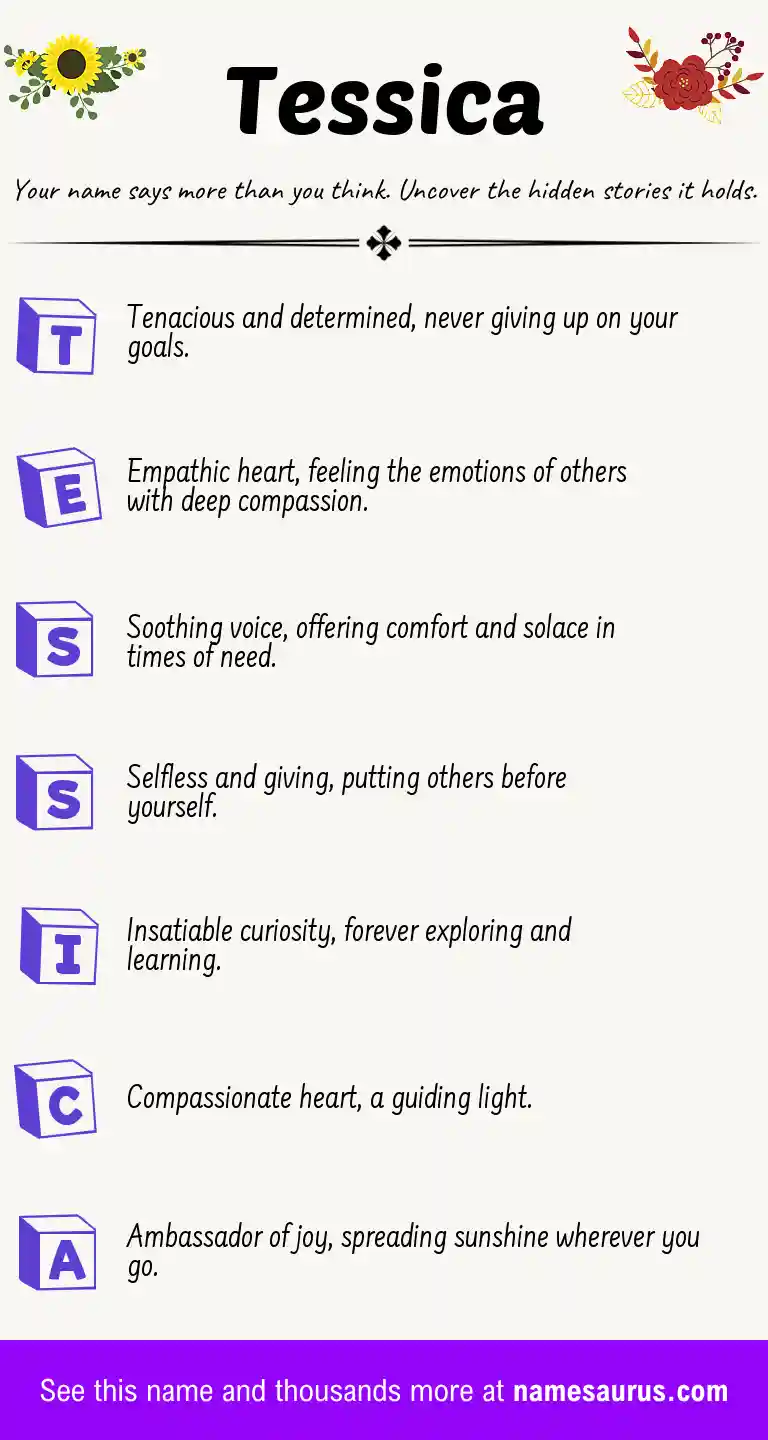 Acrostic poem about Tessica.