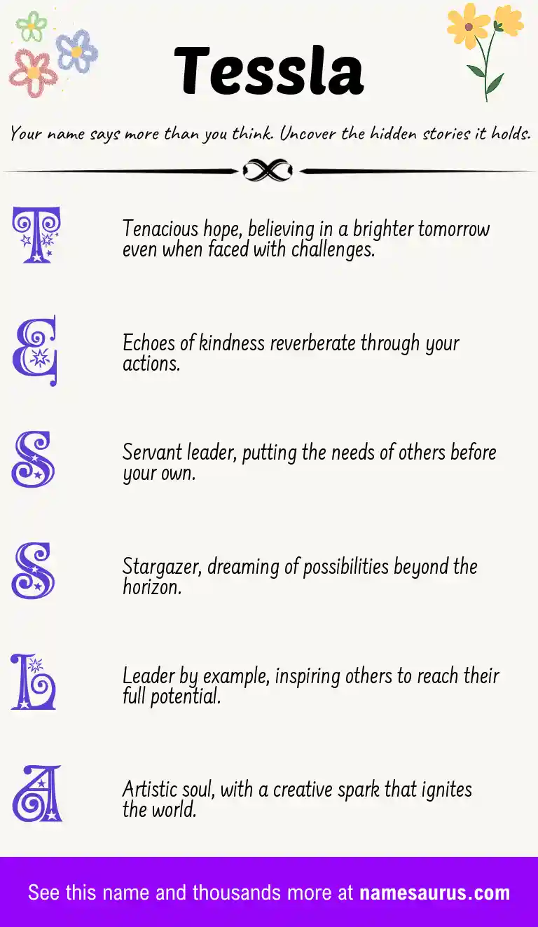 Acrostic poem about Tessla.