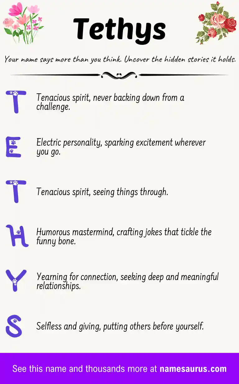 Acrostic poem about Tethys.