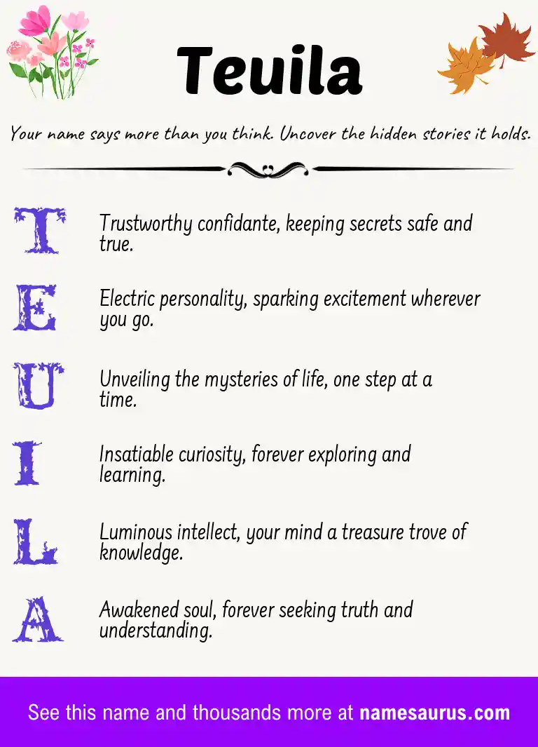 Acrostic poem about Teuila.