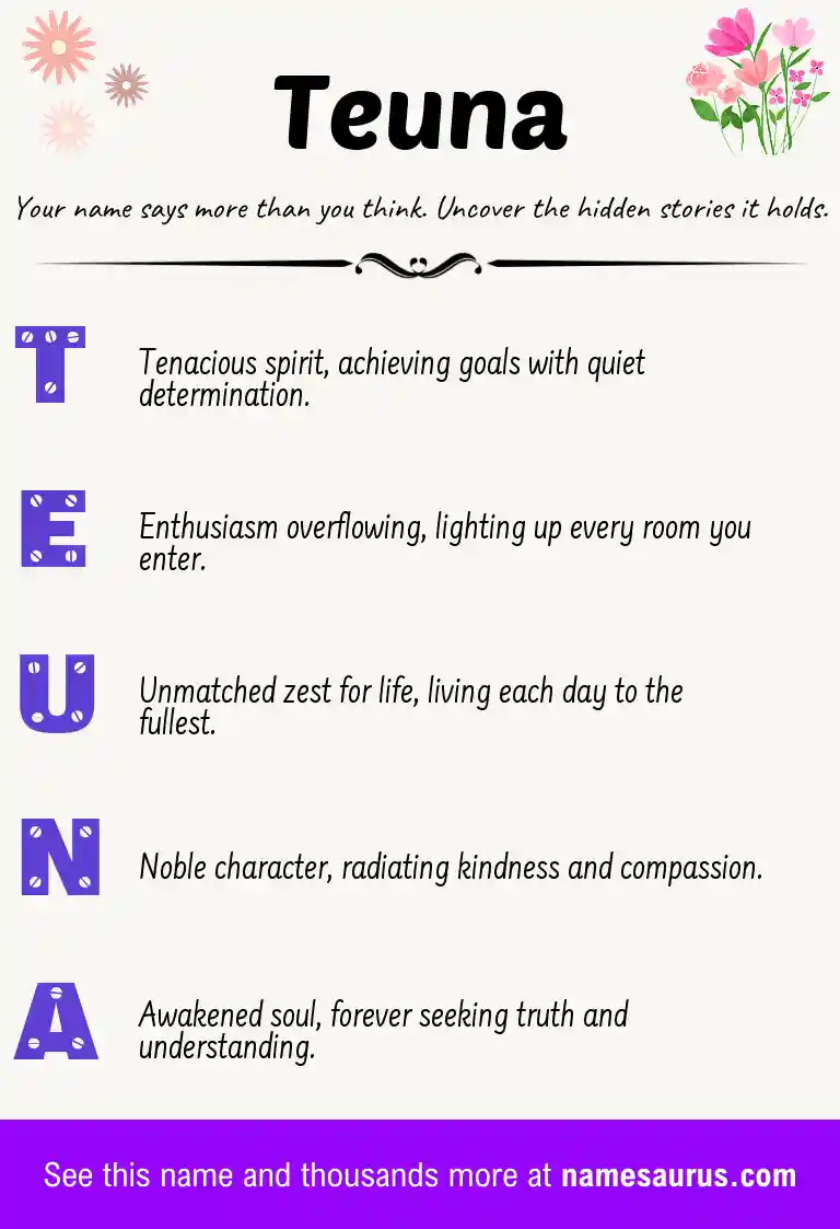 Acrostic poem about Teuna.