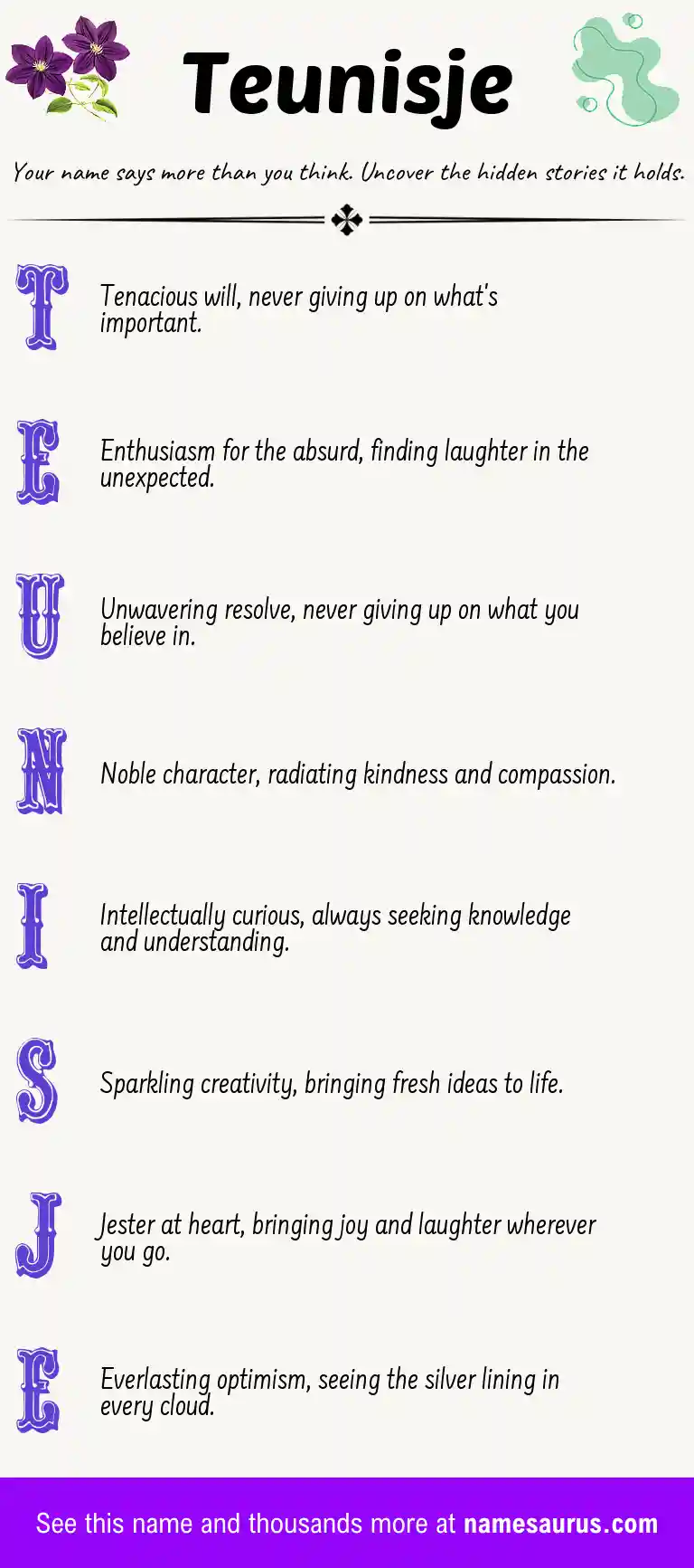 Acrostic poem about Teunisje.