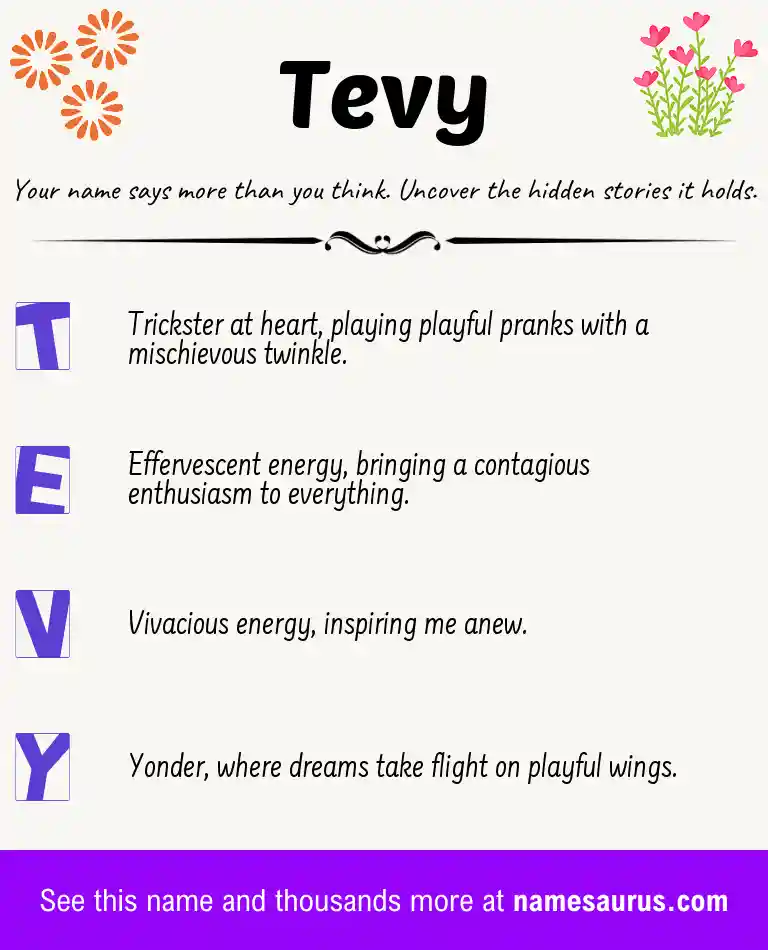 Acrostic poem about Tevy.