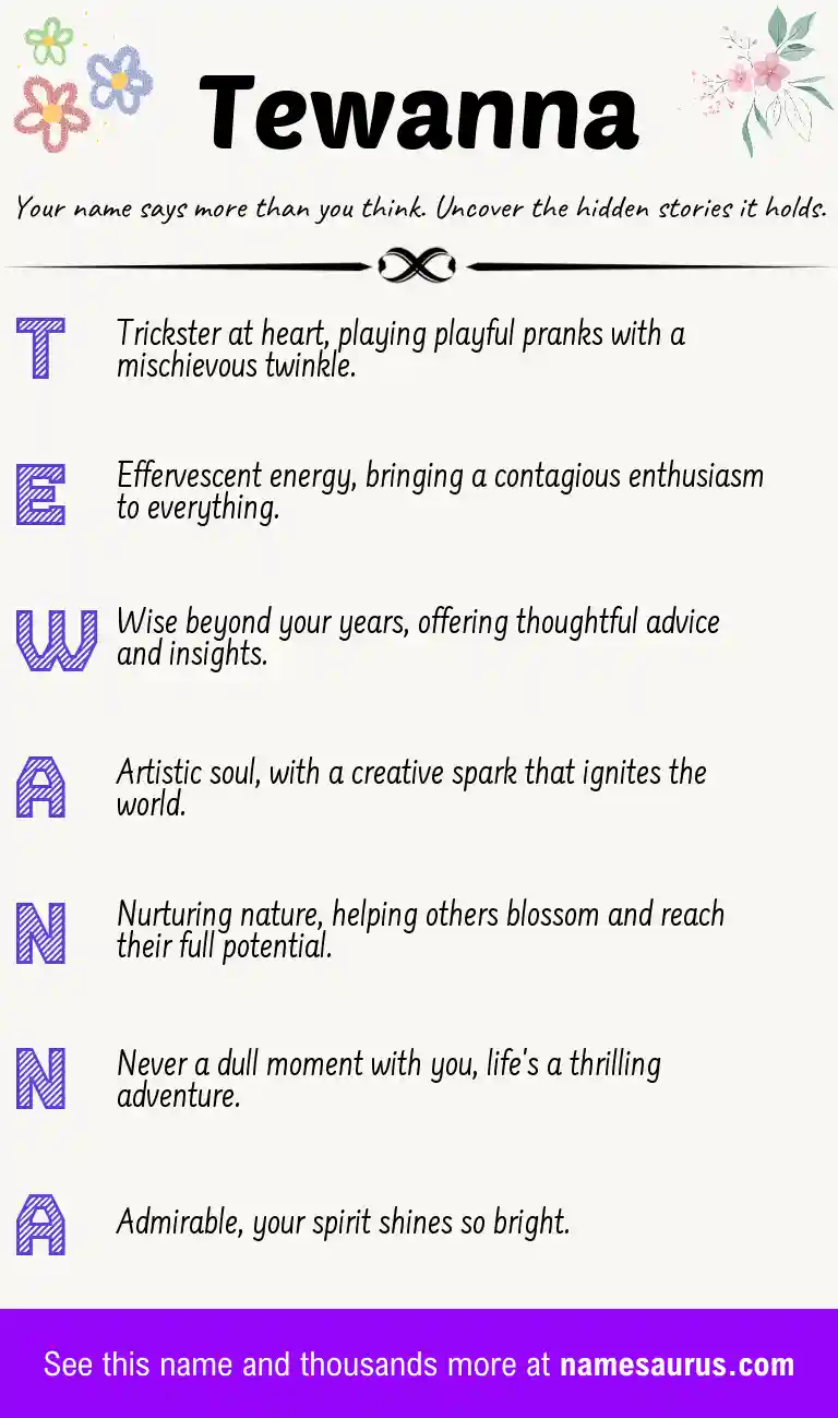 Acrostic poem about Tewanna.