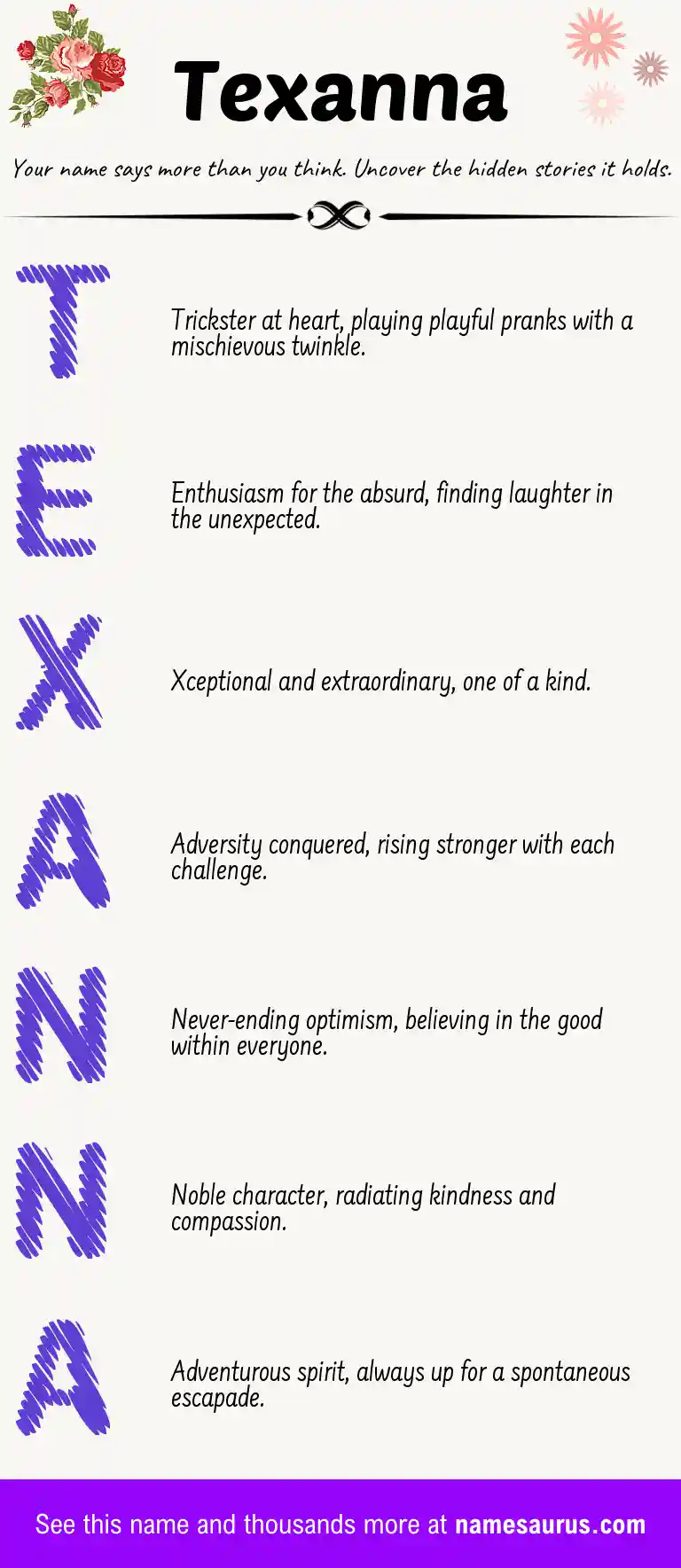 Acrostic poem about Texanna.
