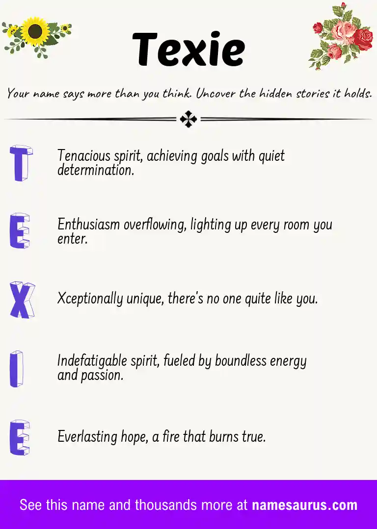 Acrostic poem about Texie.