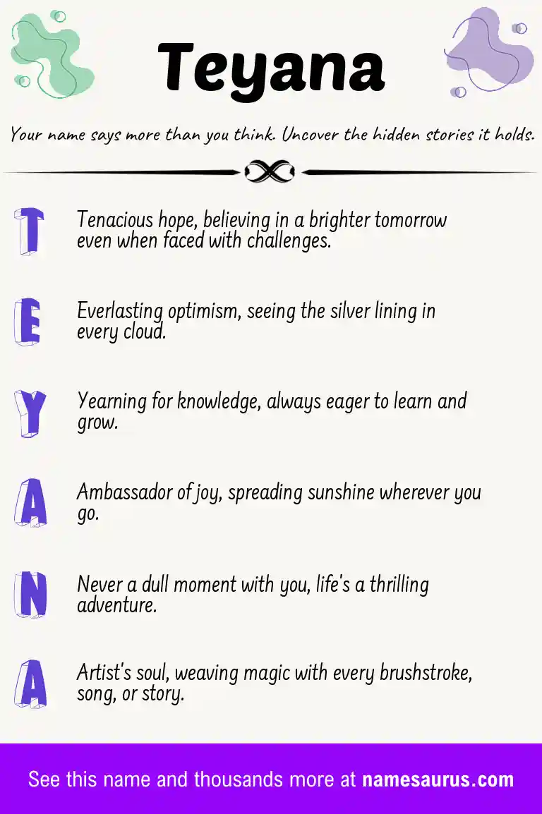 Acrostic poem about Teyana.