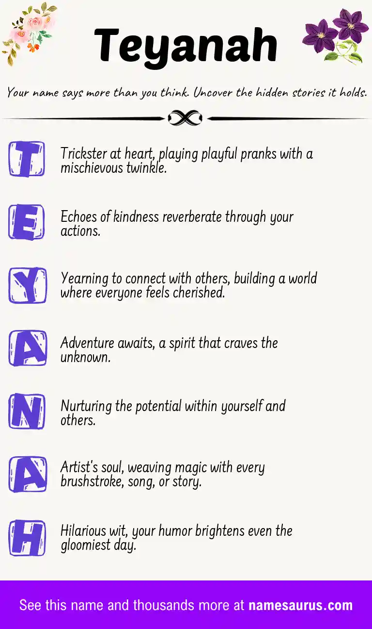 Acrostic poem about Teyanah.