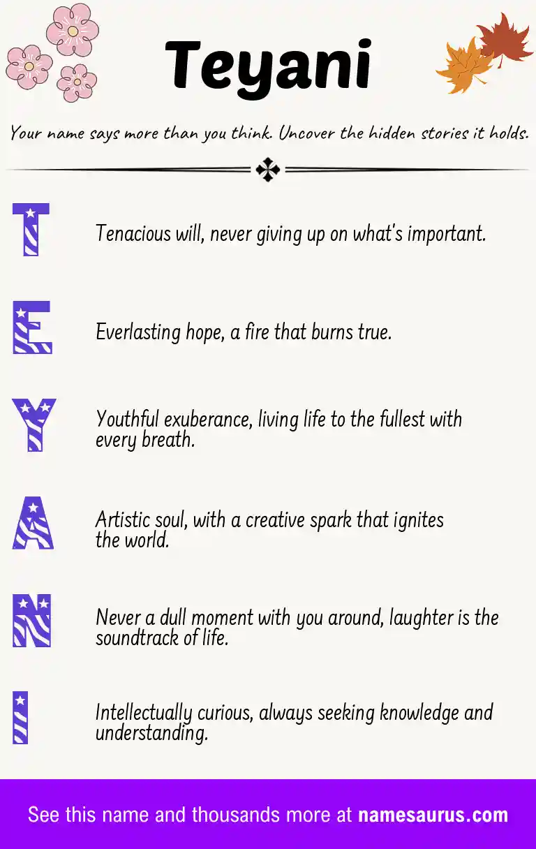Acrostic poem about Teyani.