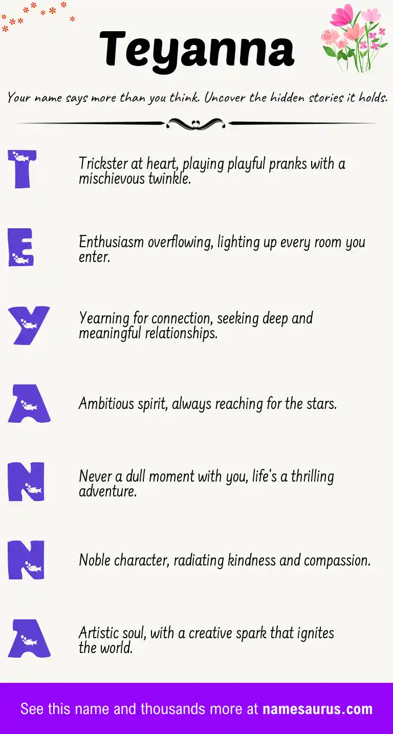 Acrostic poem about Teyanna.