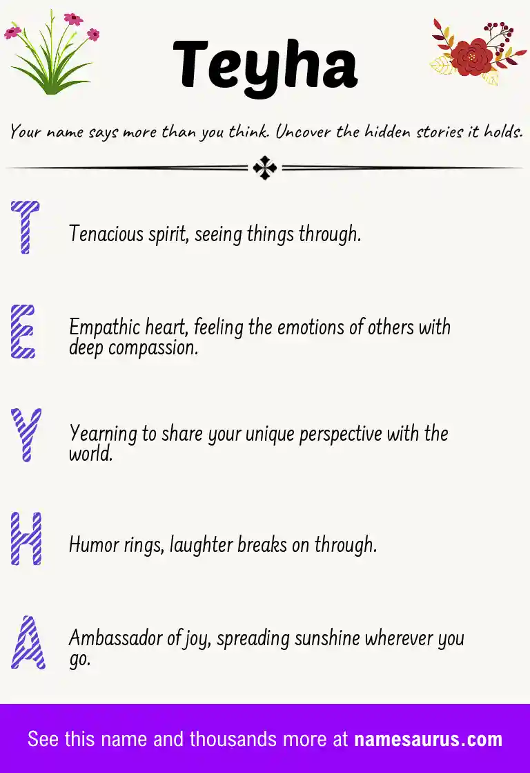 Acrostic poem about Teyha.