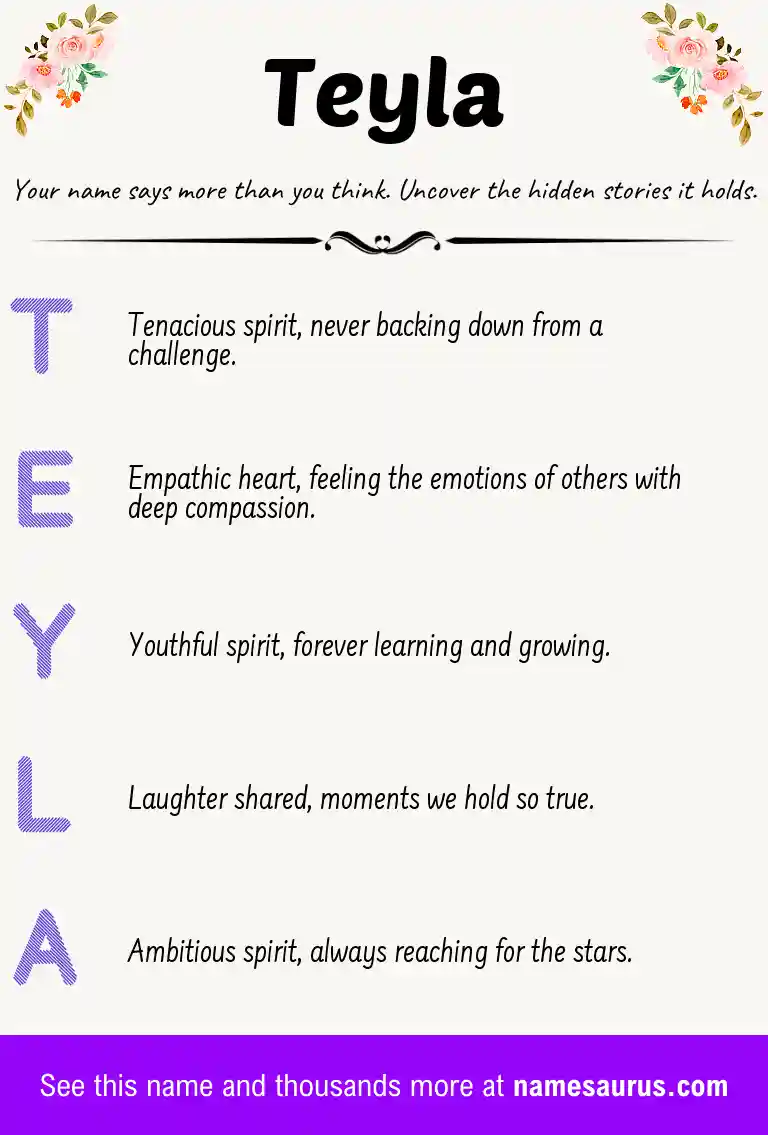 Acrostic poem about Teyla.