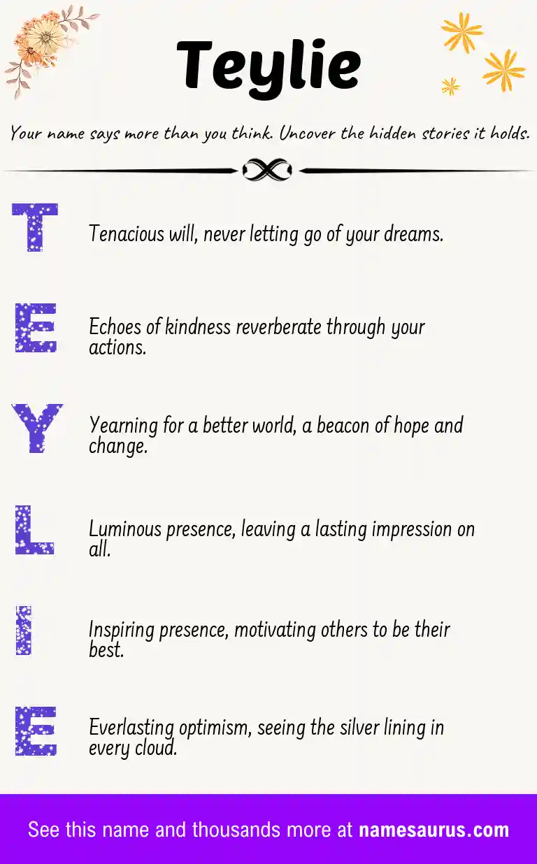 Acrostic poem about Teylie.