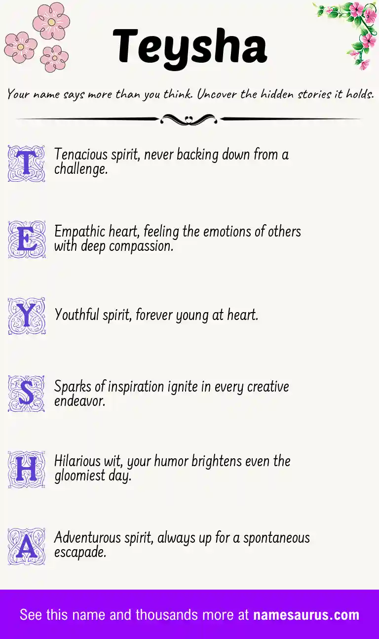 Acrostic poem about Teysha.