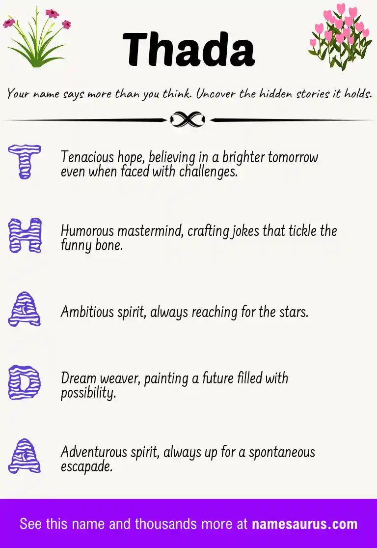 Acrostic poem about Thada.