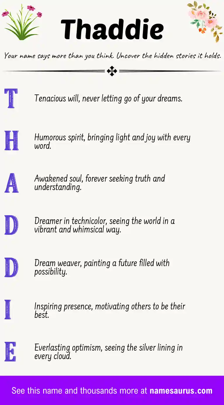 Acrostic poem about Thaddie.
