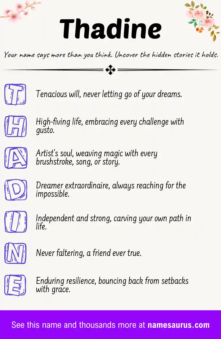 Acrostic poem about Thadine.