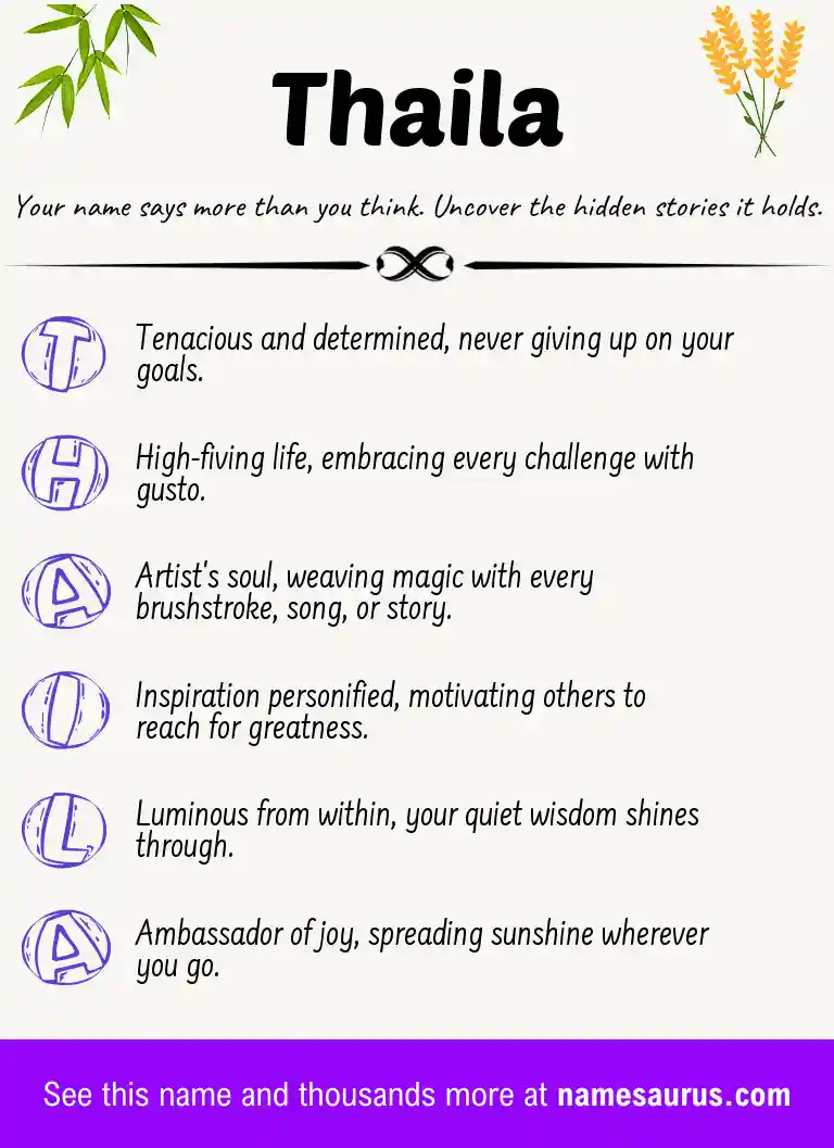 Acrostic poem about Thaila.