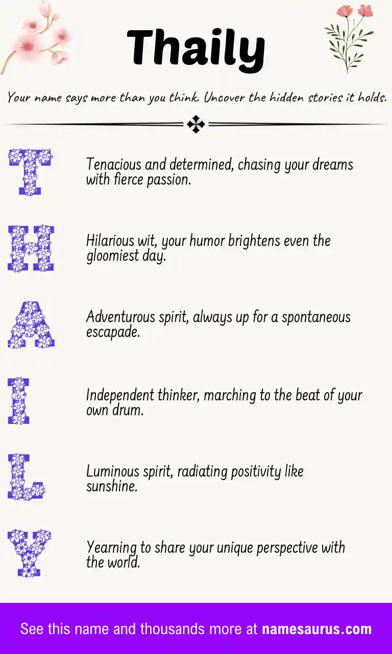 Acrostic poem about Thaily.
