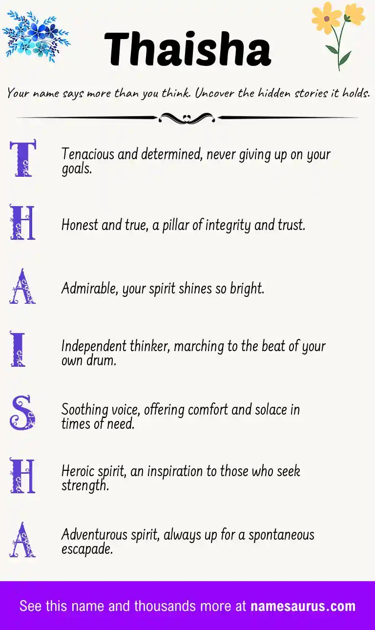Acrostic poem about Thaisha.