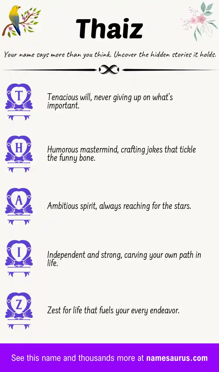 Acrostic poem about Thaiz.