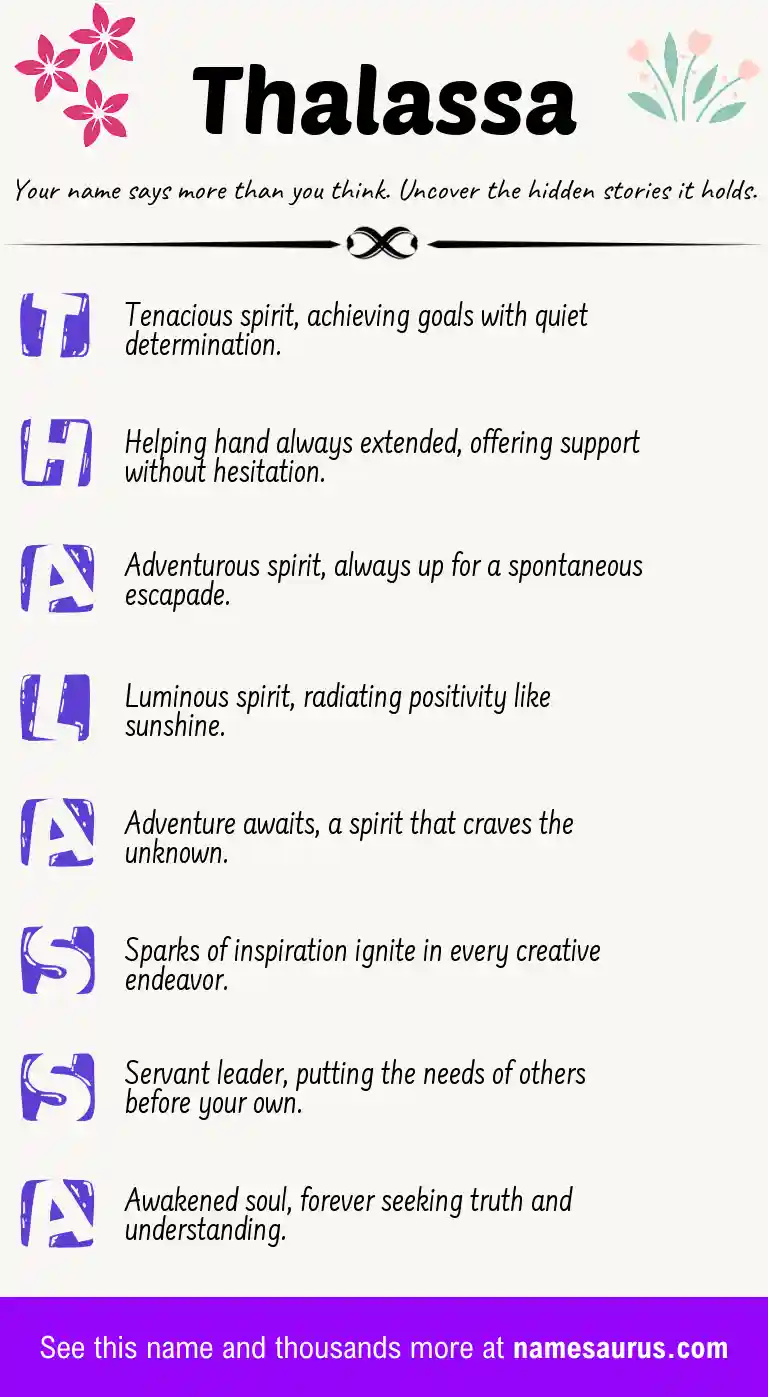 Acrostic poem about Thalassa.