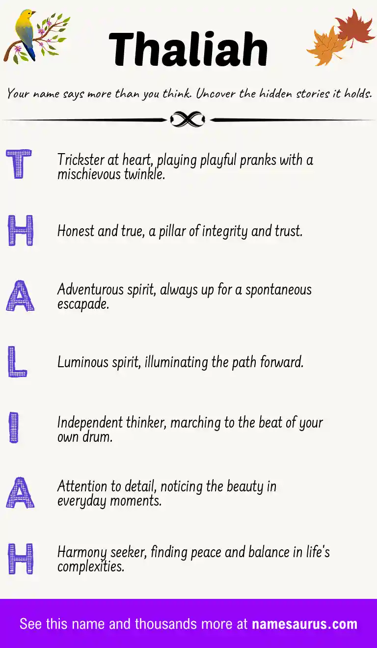 Acrostic poem about Thaliah.