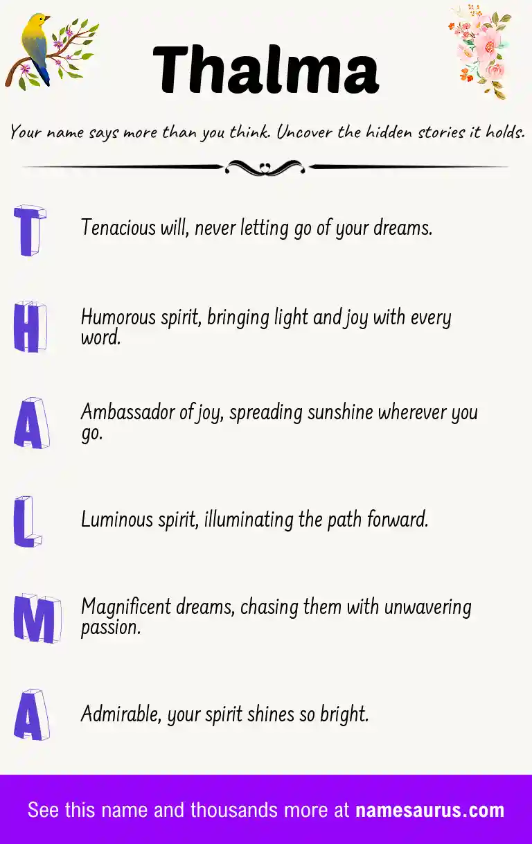 Acrostic poem about Thalma.