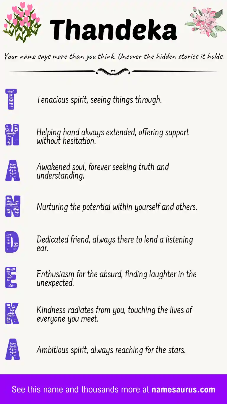 Acrostic poem about Thandeka.