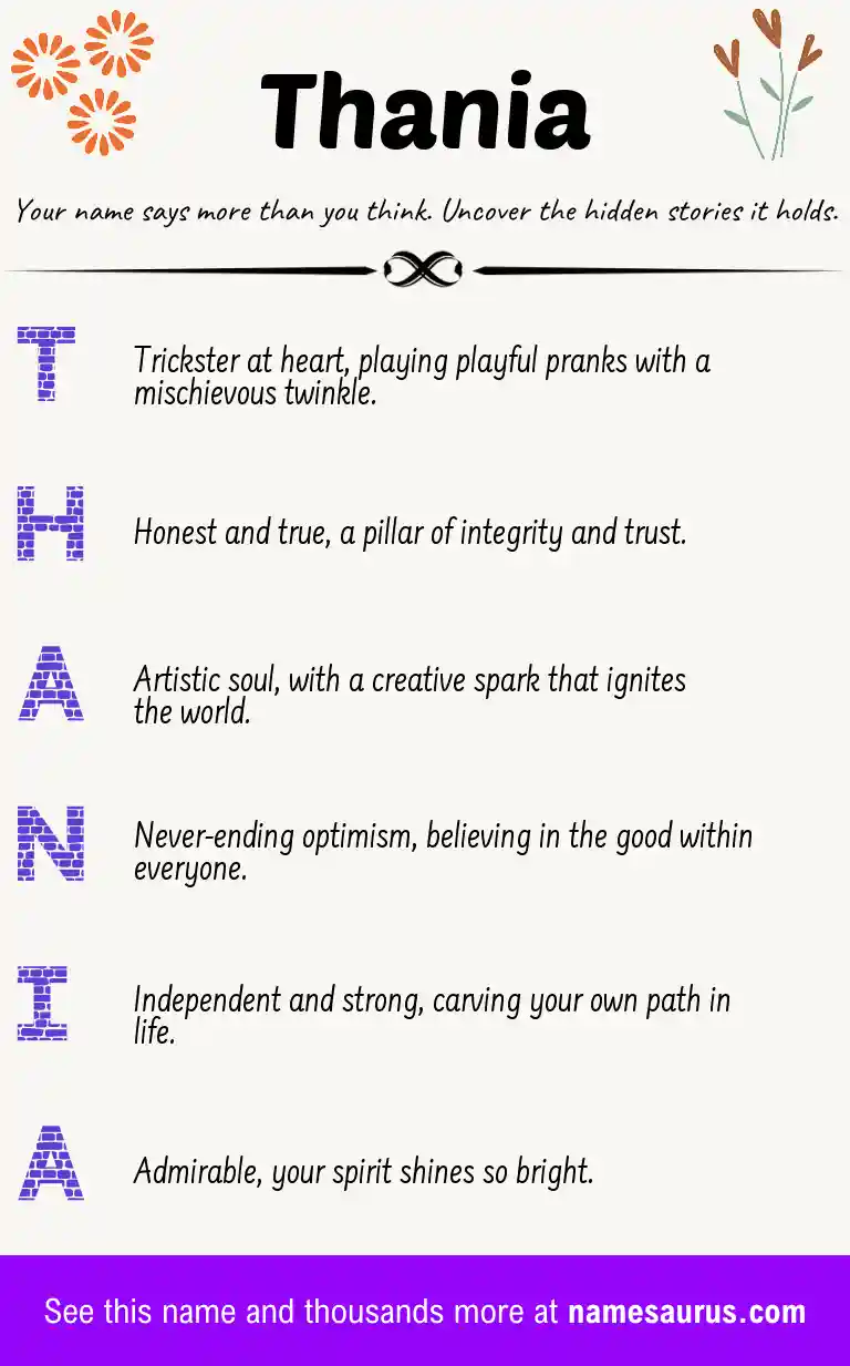 Acrostic poem about Thania.