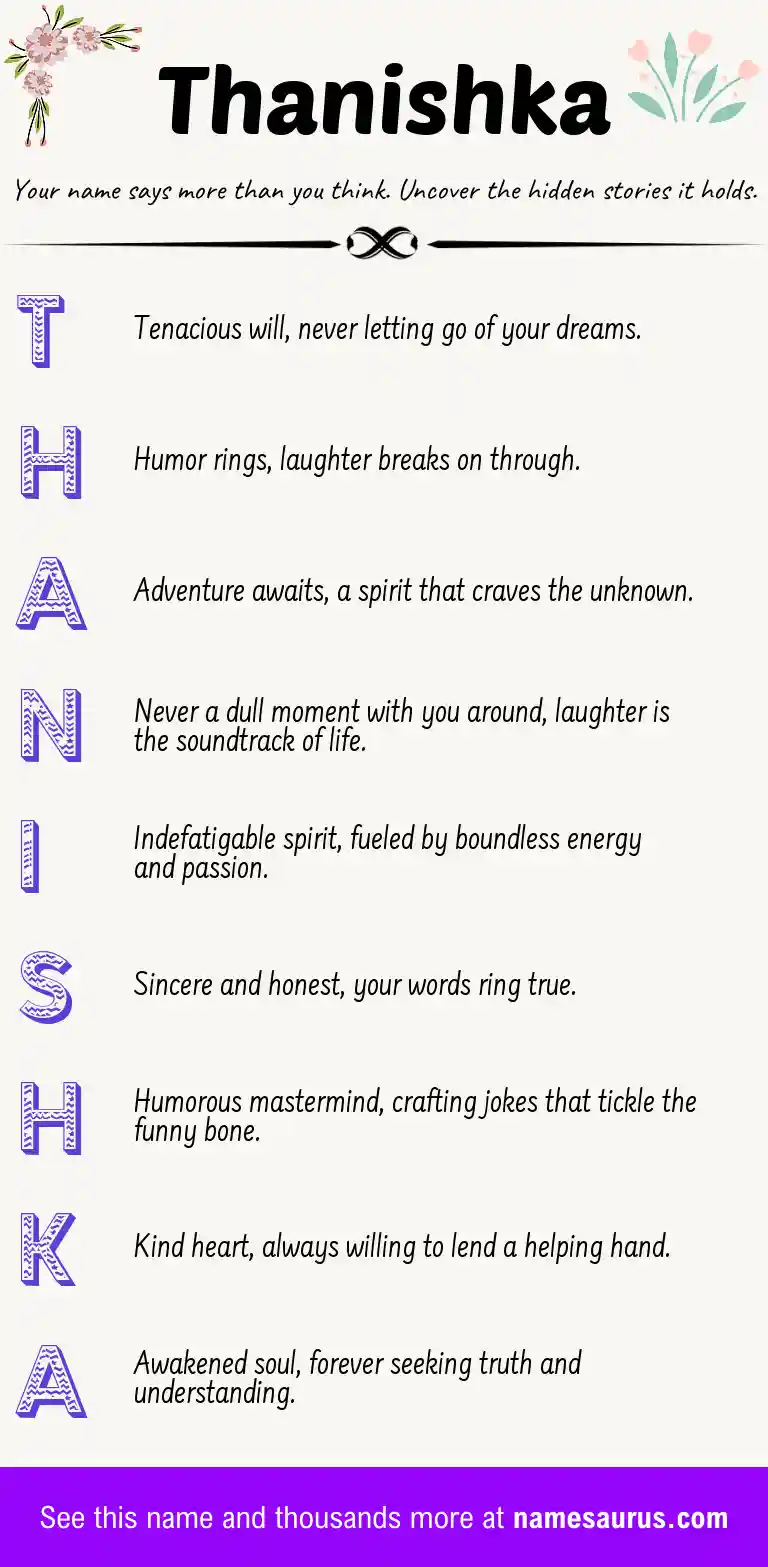 Acrostic poem about Thanishka.