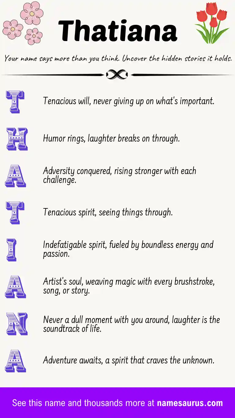 Acrostic poem about Thatiana.