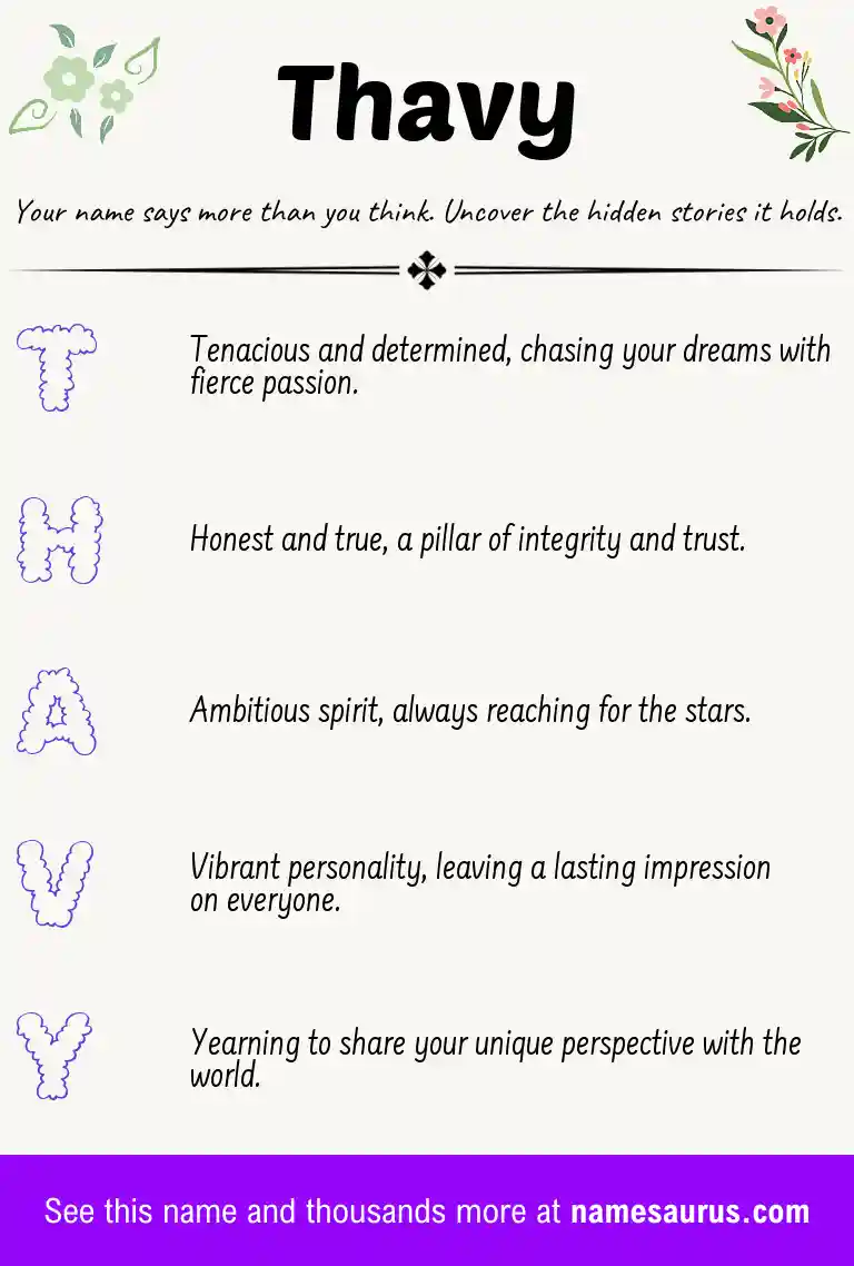 Acrostic poem about Thavy.