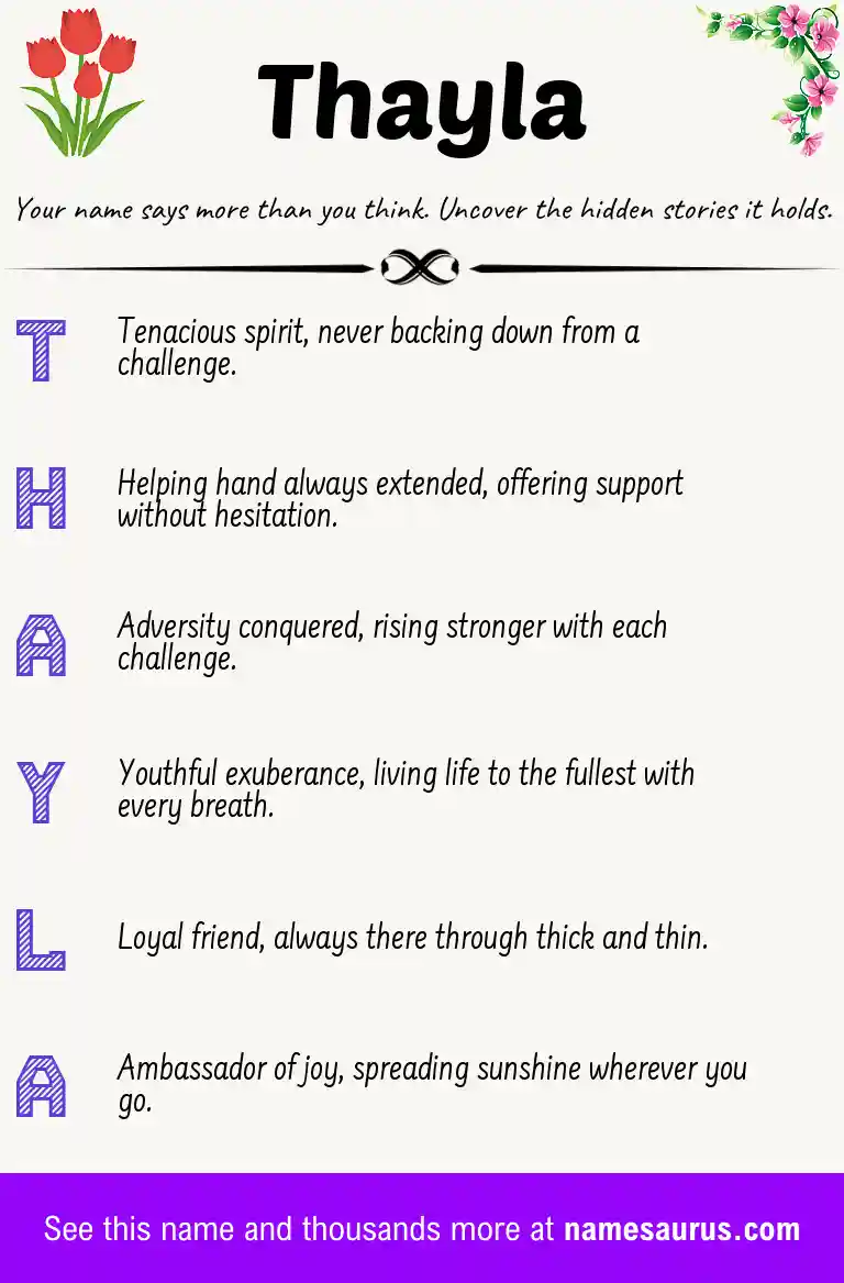 Acrostic poem about Thayla.