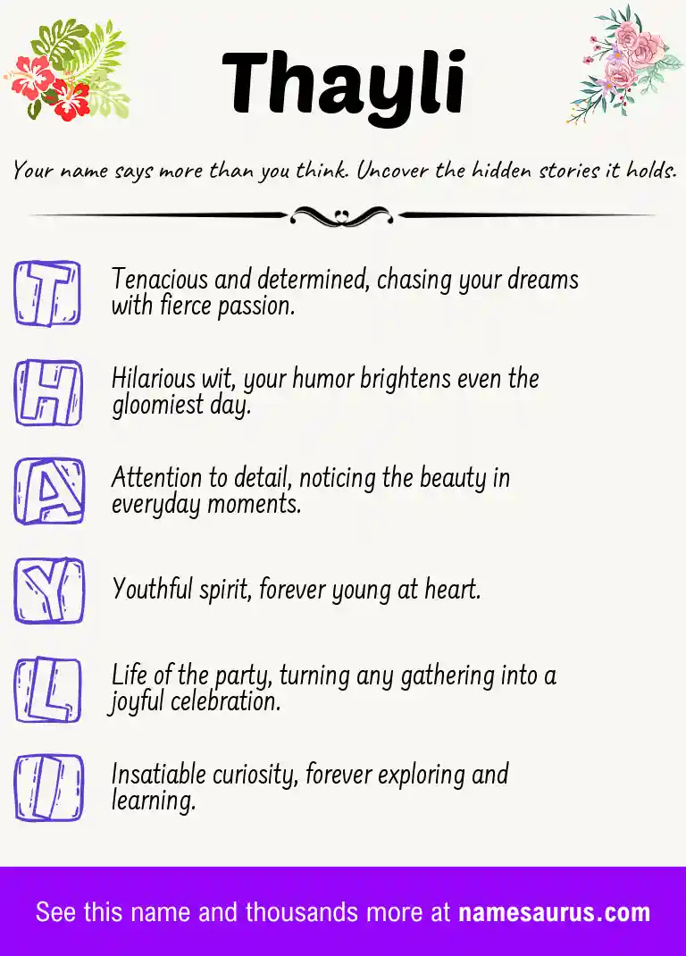 Acrostic poem about Thayli.