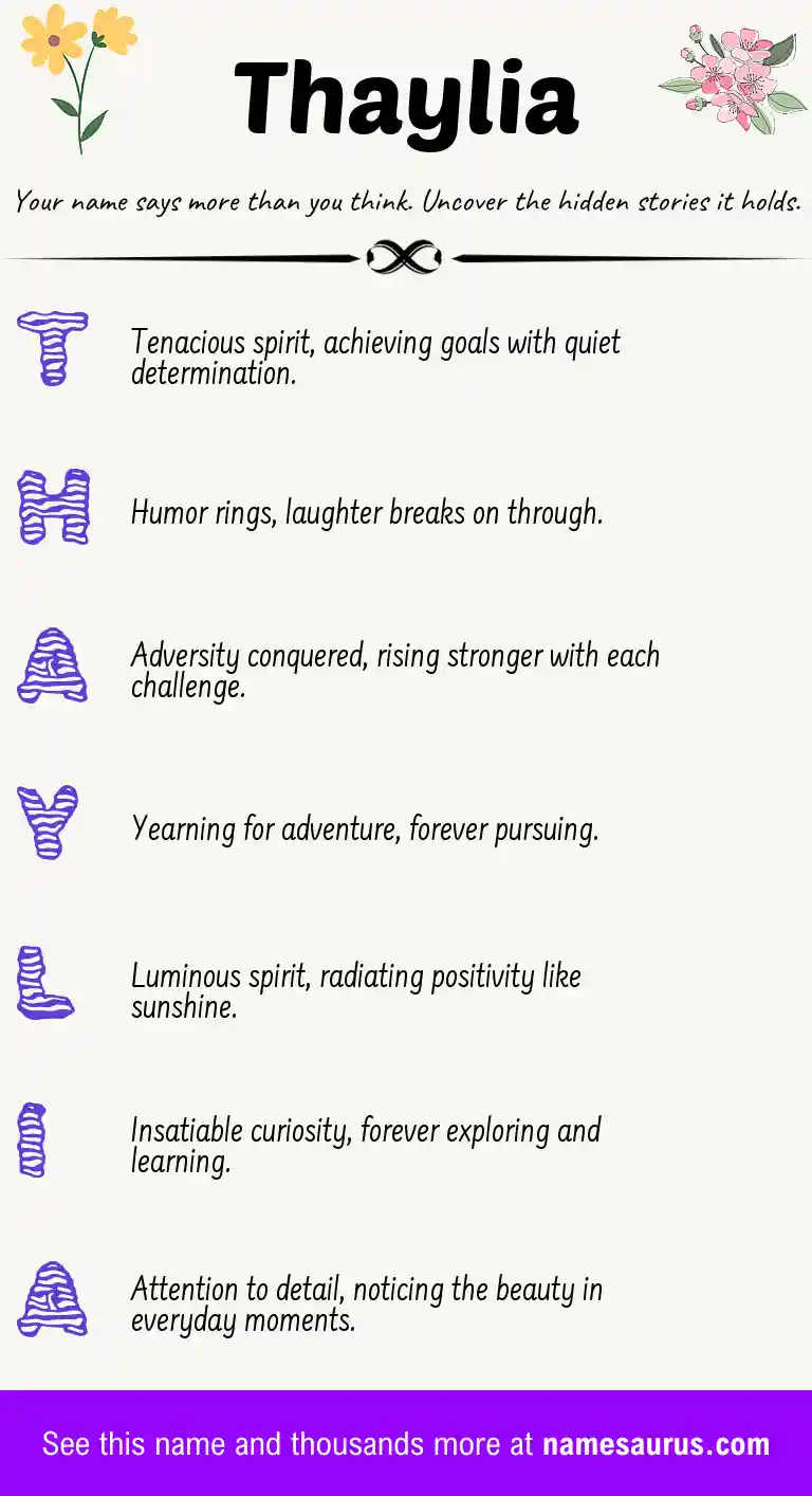 Acrostic poem about Thaylia.