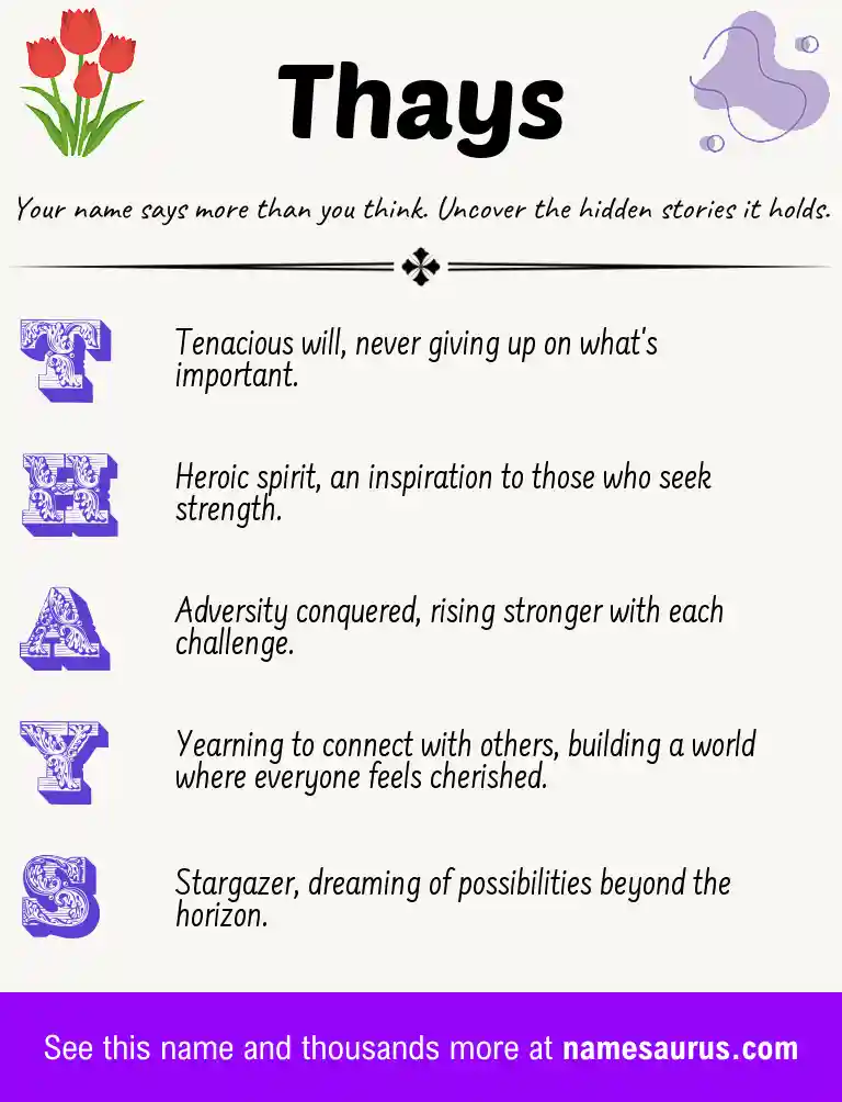 Acrostic poem about Thays.